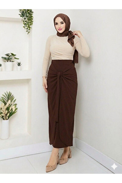 CNG MODA Λιτή φούστα - Καφέ - Μακρύ