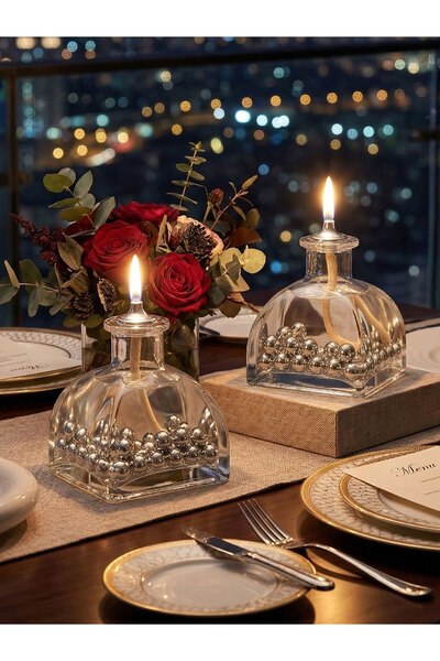 impeRiums Silver Pearl Dekoratif Kandil Mum 2'li Set