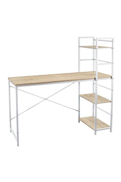 jumi Γραφείο υπολογιστή, Jumi, μελαμινική μοριοσανίδα, ατσάλι, 3 ράφια, λευκό...