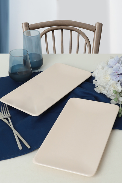 Keramika Κρέμα Siera Boat Plate 33 cm 2 Τεμάχια