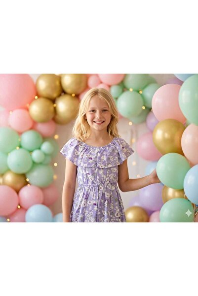 Hilal Akıncı Kids Κοριτσίστικο φόρεμα με λουλούδια με κορδόνια