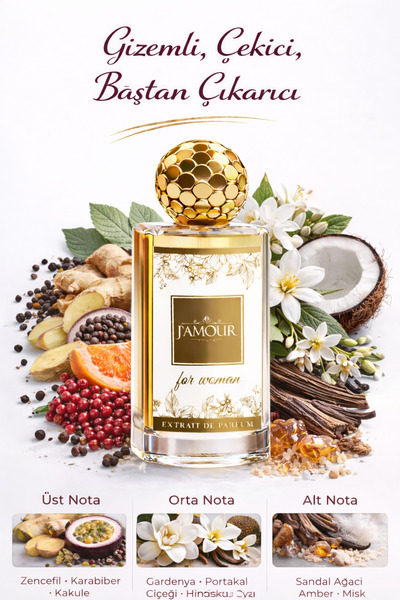 J'AMOUR EAU DE PARFUME W331 Linderd. Kadın Parfümü 50 ml Beyaz Çiçeksi & Odun...