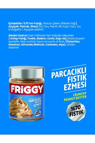 FRİGGY Parçacıklı Fıstık Ezmesi %70 Fıstık 320GR
