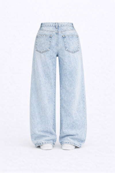 J&KSTORES Baggy Casual Pocket Wide Leg Retro Look Jeans.