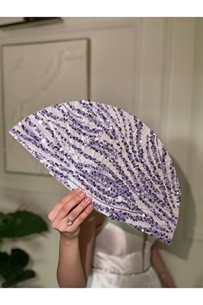 Bridal Luxe Purple Color Bridal Fan Evening Dress Fan