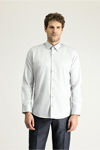 Kiğılı Κλασικό μη σιδερένιο σατέν βαμβακερό πουκάμισο με μακρυμάνικη λεπτή εφ...