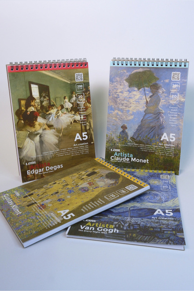 Lemsstudio Artista A5 4'lü Set Eskiz Defteri - Van Gogh, Monet, Degas, Klimt ...