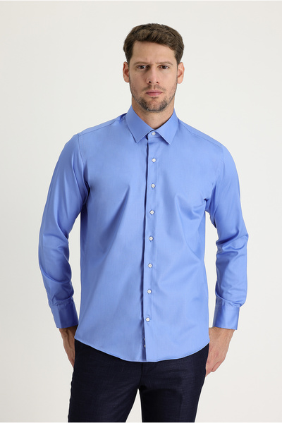 Kiğılı Long Sleeve Slim Fit Cotton Non-Iron Satin Classic Shirt