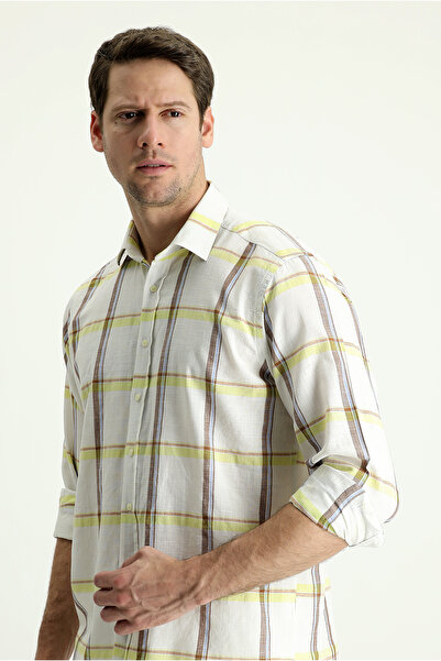 Kiğılı Μακρυμάνικο καρό πουκάμισο από βαμβακερό λινό σε κανονική εφαρμογή