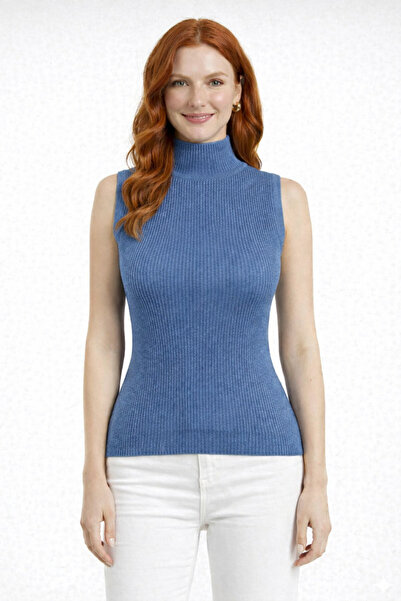 Neden Tekstil Αμάνικη πλεκτή μπλούζα με ριμπ ύφανση και λαιμόκοψη τύπου ζιβάγκο