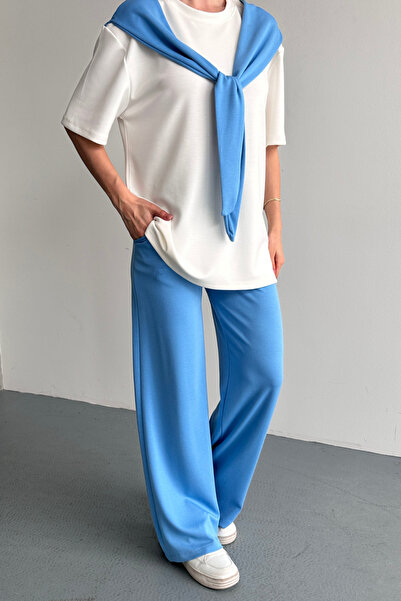 Balenbi Women's Modal Fabric Short Sleeve Scarf Tracksuit Set 1208