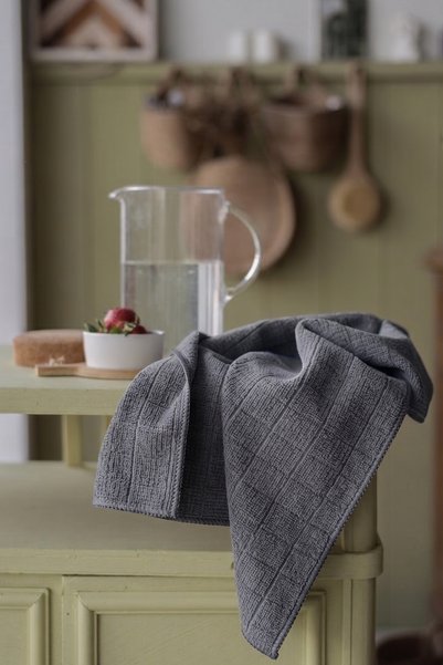 Miss Clean (1 Piece) Professional Kitchen Cloth Gray Checkered 40x40 Cm