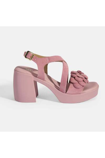 Desa Γυναικεία πέδιλα με ροζ ρυθμιζόμενη πόρπη με τακούνι