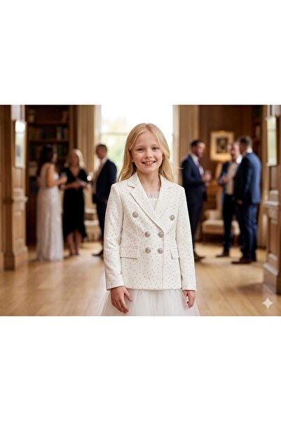 Hilal Akıncı Kids Μπλέιζερ Παλτό Mother Daughter με Πέτρινη Λεπτομέρεια