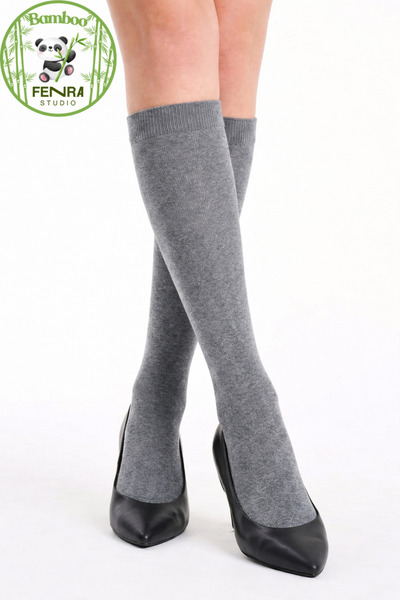 FENRA STUDIO ΓΥΝΑΙΚΕΙΕΣ ΓΚΡΙ ΚΑΛΤΣΕΣ ΜΕΣΑ ΜΕΤΑΞΥ ΤΟΥ ΓΟΝΑΤΟΥ ΑΠΟ ΦΥΣΙΚΟ ΝΗΜΑ ...