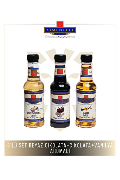 Simonelli Aromalı Şurup Seti 3x250 ml Çikolata, Beyaz Çikolata ve Vanilya Aro...