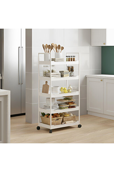 Cozy Nest 5-Layer Rolling Storage Trolley with Lockable Wheels Storage Cart w...