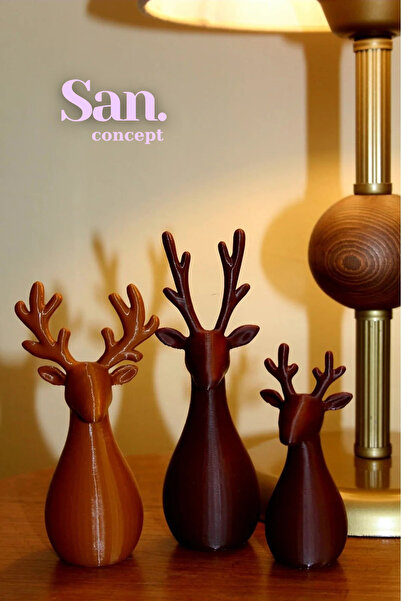 San Concept 3’lü Modern Dekoratif Geyik Biblo Seti/ Modern Yılbaşı Dekorasyonu