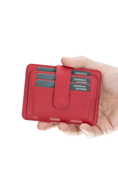sinerjim حامل بطاقات جلدي نحيف متعدد الأقسام BLW019 ERC2 أحمر