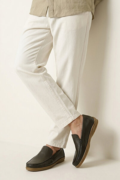 Ziya , Men's Genuine Leather Casual Shoes 1611064Z213 Khaki