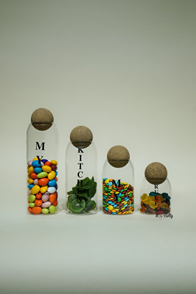 Miss Betty Motto Set of 4 Glass Jars with Cork Lids Miss-14
