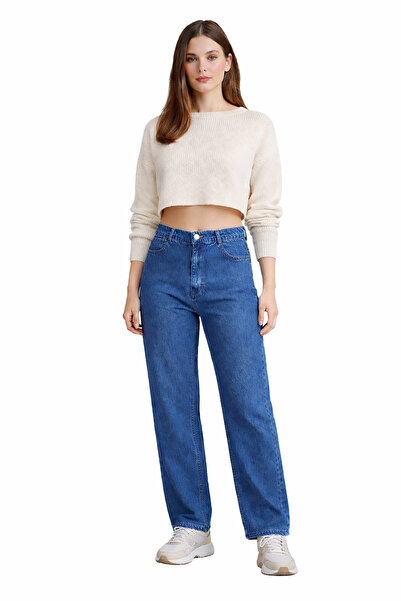 ModaYaren One-Button Palazzo Pants Summer Denim Trousers