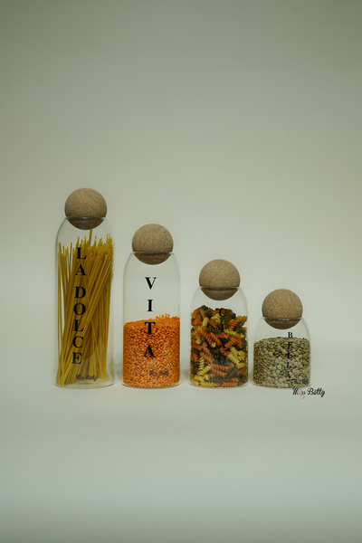Miss Betty Dolce Vita Set of 4 Glass Jars with Cork Lids Miss-13