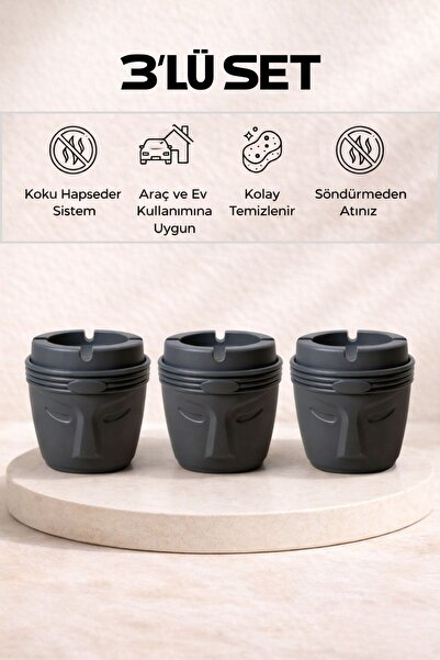 LE PARİS Διακοσμητικό Τασάκι Σχεδίασης Moai 3 τεμαχίων χωρίς άρωμα |   Κάλυμμ...