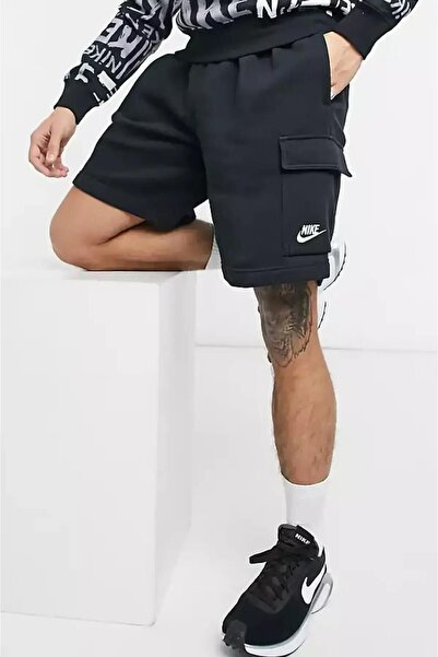Nike Sportswear Club Fleece Ανδρικό μαύρο σορτς Cargo με τσέπες