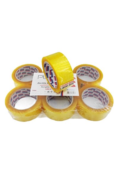 Piano Akrilik Şeffaf Koli Bandı 100 Metre 6 Lı Paket