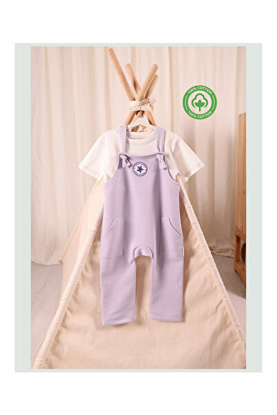Zuppers Baby Girl Salopet Jumpsuit and T-Shirt Set - Lilac