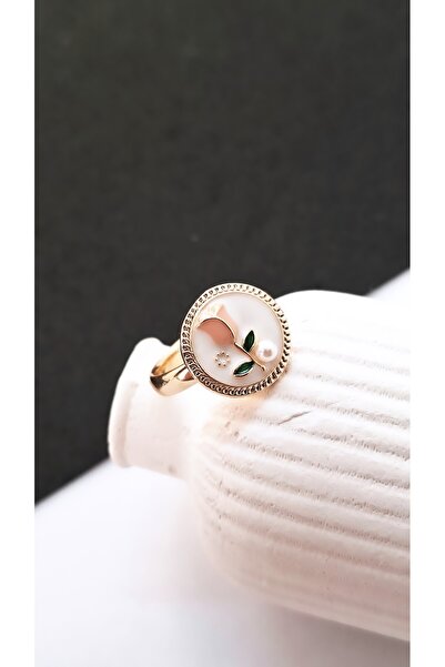 Serenity Artistic Steel Ring with Flower Figure Pearls