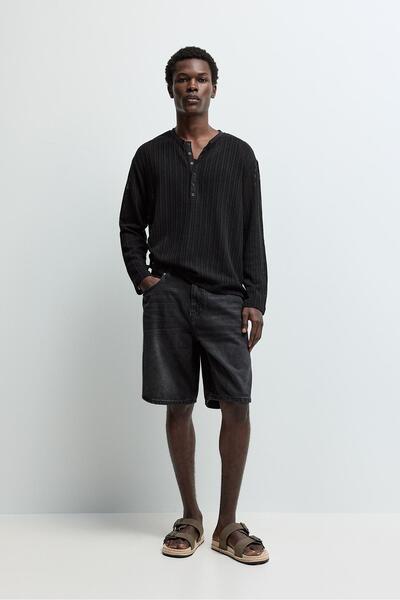 LEFTIES Düz kesim denim bermuda