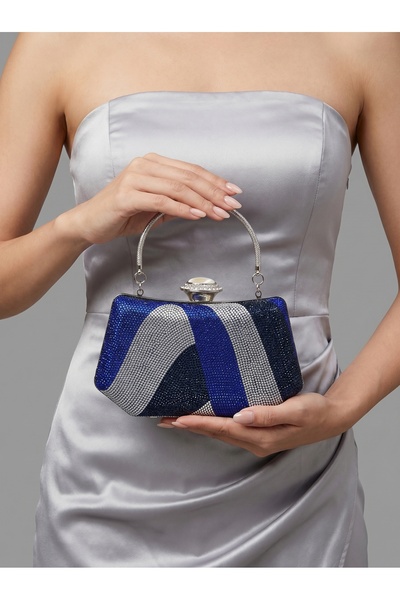 Biçanta Γυναικεία βραδινή τσάντα για νυφικό με λατρεμπρικό μπλε ασημί χρώμα, ...