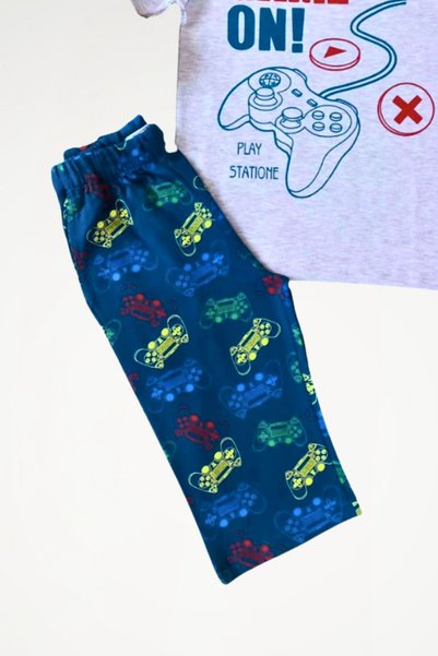 Newteam Set de pijamale pentru băieți, pantaloni capri cu mâneci scurte, 5 ani, gri