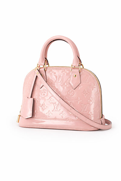 No branded Women’s (LV) - Pink Glossy Handbag with Strap – Elegant Compact Sh...