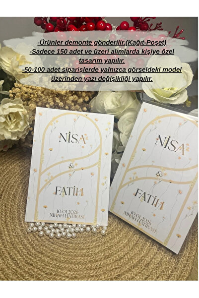 İBAHEDİYELİK Nikah Düğün Kına Söz Nişan Hediyelik Kart Şeffaf Poşetli Kişiye ...