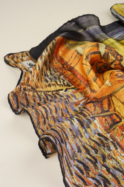 silqoora 100% Silk Bandana Scarf(55X55 cm) -Vincent Van Gogh(Cafeler Street)