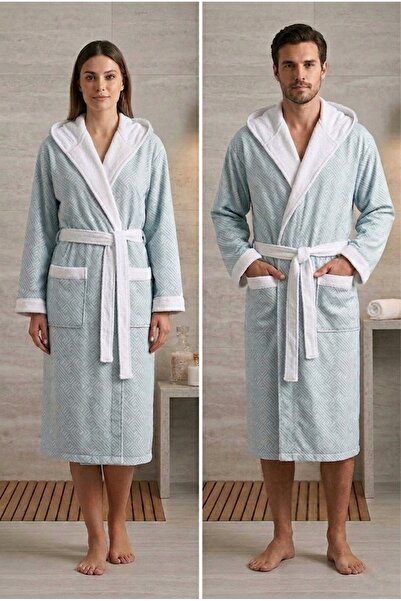 Loselya Μπουρνούζι με κουκούλα από βαμβάκι Indigo Peak με σχέδια