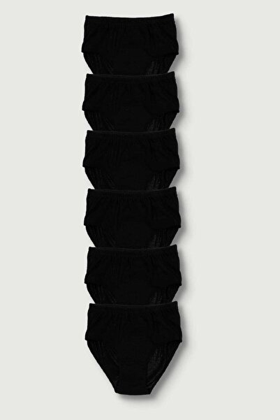 Berrak Γυναικεία Μαύρα Συσκευασία 6 Βαμβακερών Ριμπ Ψηλόμεση Bato κιλότα