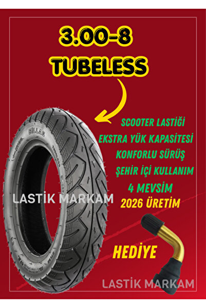 Billas 2 ADET 3.00-8 TUBELESS DIŞ LASTİK ÜÇ TEKERLİ SCOOTER DIŞ LASTİK
