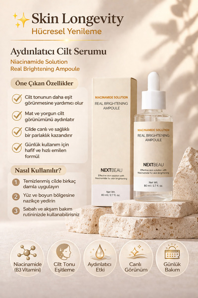 NEXTBEAU Niacinamide Cilt Aydınlatıcı Leke Karşıtı Ton Eşitleyici Gözenek Sık...