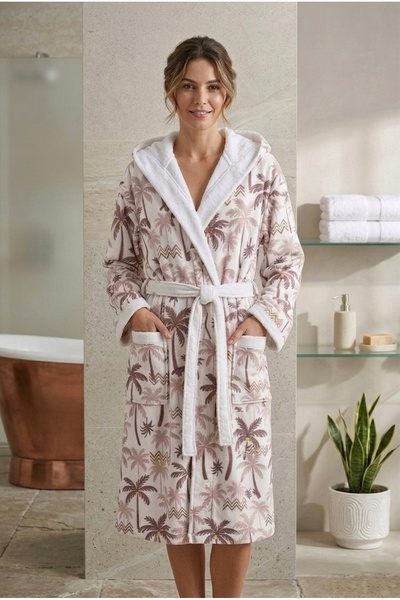 TEXTİLES MAGİC LAMP Halat de baie de vară cu glugă, cu model, din bumbac Trop...