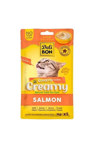 Kedi Ödül Maması - Creamy - Somonlu - 15 gr 5'li - Delibon