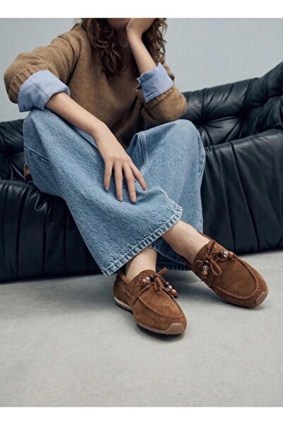 luuq shoes ALVENA Γυναικείο Loafer από Γνήσιο Δέρμα Σουέντ με Κορδόνια και Αξ...