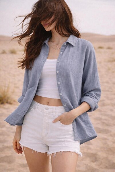 The Cotton Women's Muslin Oversize Casual Cut Buttoned Shirt