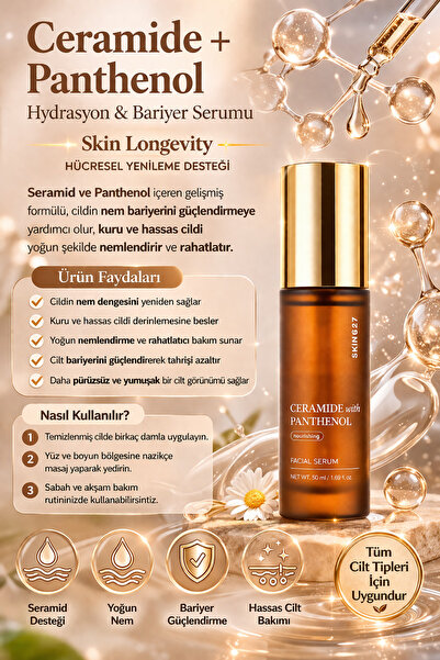 SKIN627 Ceramide Panthenol Cilt Bariyer Güçlendirici Yoğun Nemlendirici Onarı...
