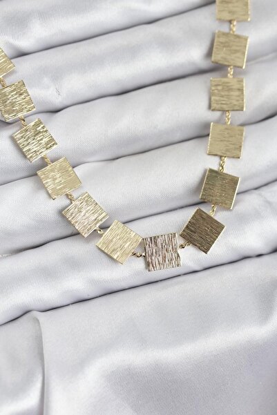Skygo Square Plate Model Gold Color Women's Necklace - Tj-Bko10825