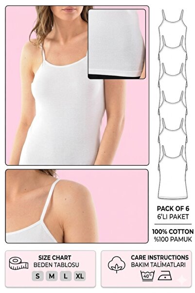 MODA YILDIZ Σετ 6 τεμαχίων γυναικεία βαμβακερά χτενισμένα εσώρουχα με λεπτά λ...