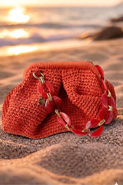 COCCARA BORSA MİNİ NARÇİÇEĞİ HASIR GÖRÜNÜMLÜ EL ÇANTASI